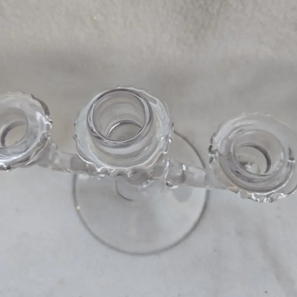 Vintage Crystal/Glass 3 Arm Candle Holder